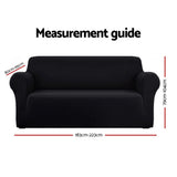 Artiss Sofa Cover Couch Covers 3 Seater Stretch Black - Front View