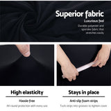 Artiss Sofa Cover Couch Covers 3 Seater Stretch Black - Top-Down View