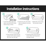 Artiss Sofa Cover Couch Covers 3 Seater Stretch Black - Rear View