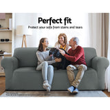 Artiss Sofa Cover Couch Covers 3 Seater Stretch Grey - Side View