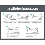 Artiss Sofa Cover Couch Covers 3 Seater Stretch Grey - Rear View