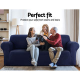 Artiss Sofa Cover Couch Covers 3 Seater Stretch Navy - Side View