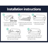 Artiss Sofa Cover Couch Covers 3 Seater Stretch Navy - Rear View