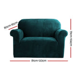 Artiss Sofa Cover Couch Covers 1 Seater Velvet Agate Green - Front View