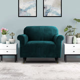 Artiss Sofa Cover Couch Covers 1 Seater Velvet Agate Green - Low Angle