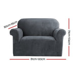 Artiss 1 seater velvet sofa cover, grey crystal velvet, anti-slip foam strips