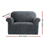 Artiss Sofa Cover Couch Covers 1 Seater Velvet Grey - Front View