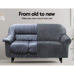 Artiss 1 seater velvet sofa cover, grey crystal velvet, stretch velvet fabric