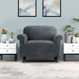 Artiss Sofa Cover Couch Covers 1 Seater Velvet Grey - Low Angle
