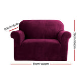 Artiss Sofa Cover Couch Covers 1 Seater Velvet Ruby Red - Front View