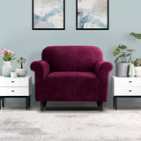 Artiss Sofa Cover Couch Covers 1 Seater Velvet Ruby Red - Low Angle