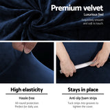 Artiss Sofa Cover Couch Covers 2 Seater Velvet Sapphire - Side View