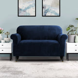 Artiss Sofa Cover Couch Covers 2 Seater Velvet Sapphire - Low Angle