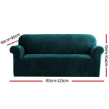 Artiss Sofa Cover Couch Covers 3 Seater Velvet Agate Green - Front View