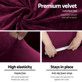 Artiss Sofa Cover Couch Covers 3 Seater Velvet Ruby Red - Side View