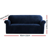 Artiss Sofa Cover Couch Covers 3 Seater Velvet Sapphire - Front View