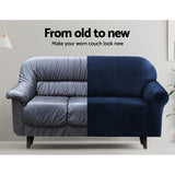 Artiss Sofa Cover Couch Covers 3 Seater Velvet Sapphire - Top-Down View