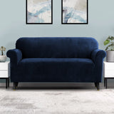 Artiss Sofa Cover Couch Covers 3 Seater Velvet Sapphire - Low Angle