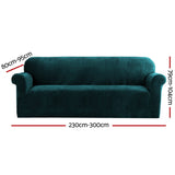 Artiss Sofa Cover Couch Covers 4 Seater Velvet Agate Green - Front View