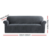 Artiss Sofa Cover Couch Covers 4 Seater Velvet Grey - Front View