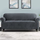 Artiss Sofa Cover Couch Covers 4 Seater Velvet Grey - Low Angle