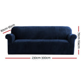 Artiss Sofa Cover Couch Covers 4 Seater Velvet Sapphire - Front View