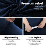 Artiss Sofa Cover Couch Covers 4 Seater Velvet Sapphire - Side View