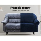 Artiss Sofa Cover Couch Covers 4 Seater Velvet Sapphire - Top-Down View