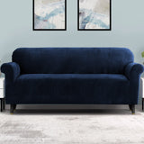 Artiss Sofa Cover Couch Covers 4 Seater Velvet Sapphire - Low Angle