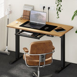 Oikiture 120CM Electric Standing Desk with Drawer Height Adjustable Black & Oak - 45-Degree Angle