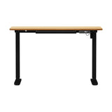 Oikiture 120CM Electric Standing Desk with Drawer Height Adjustable Black & Oak - Close-Up Angle