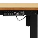 Oikiture 120CM Electric Standing Desk with Drawer Height Adjustable Black & Oak - Front View