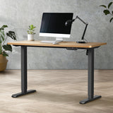 Oikiture 120CM Electric Standing Desk Single Motor Black&Oak
