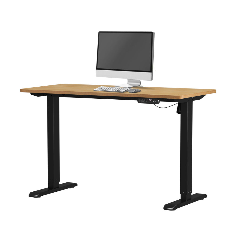 Oikiture 120CM Electric Standing Desk Single Motor Black&Oak