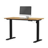 Oikiture 120CM Electric Standing Desk Single Motor Black&Oak - Front View
