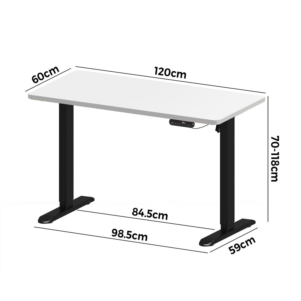 Oikiture 120CM Electric Standing Desk Single Motor Black&White