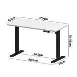 Oikiture 120CM Electric Standing Desk Single Motor Black&White - Front View