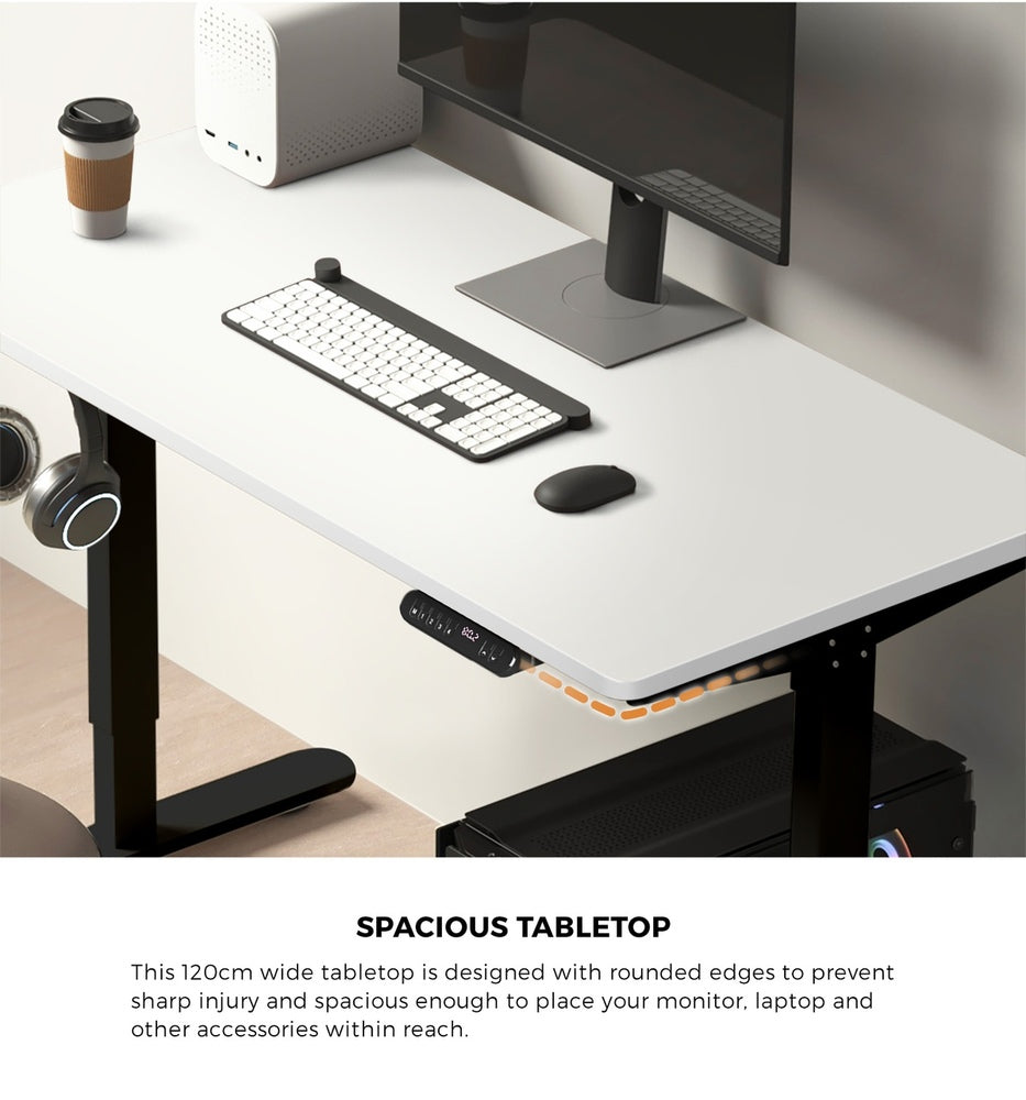 Oikiture 120CM Electric Standing Desk Single Motor Black&White