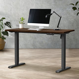 Oikiture 120CM Electric Standing Desk Single Motor Black&Walnut