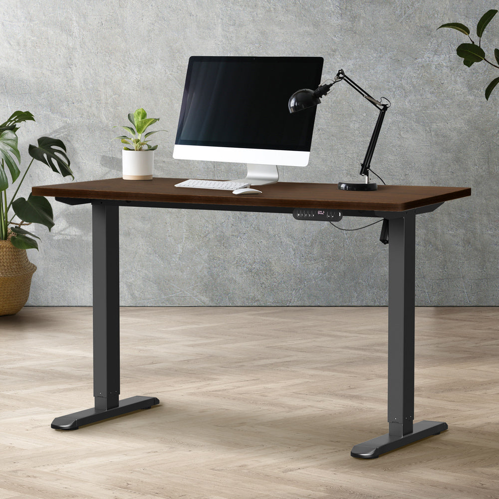Oikiture 120CM Electric Standing Desk Single Motor Black&Walnut