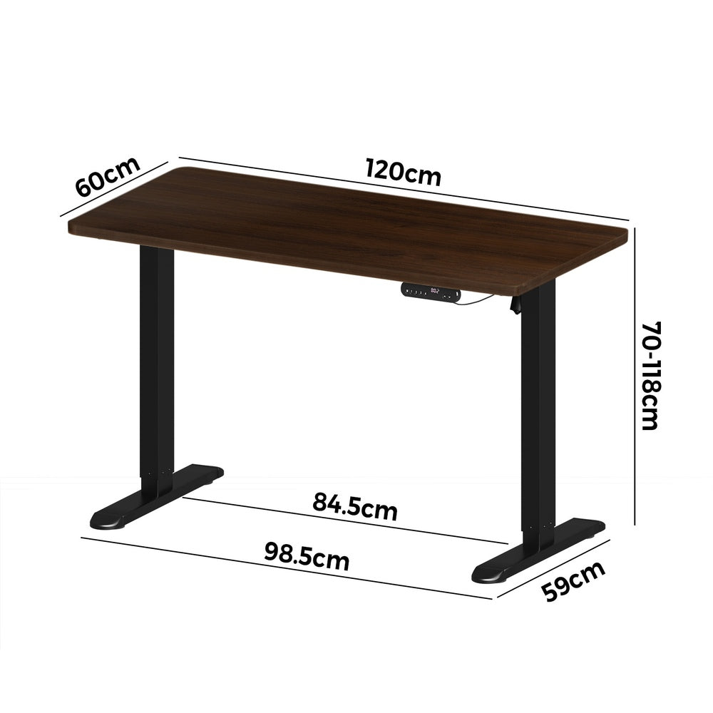Oikiture 120CM Electric Standing Desk Single Motor Black&Walnut