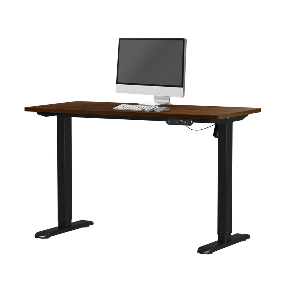 Oikiture 120CM Electric Standing Desk Single Motor Black&Walnut