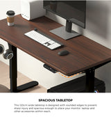 Oikiture 120CM Electric Standing Desk Single Motor Black&Walnut