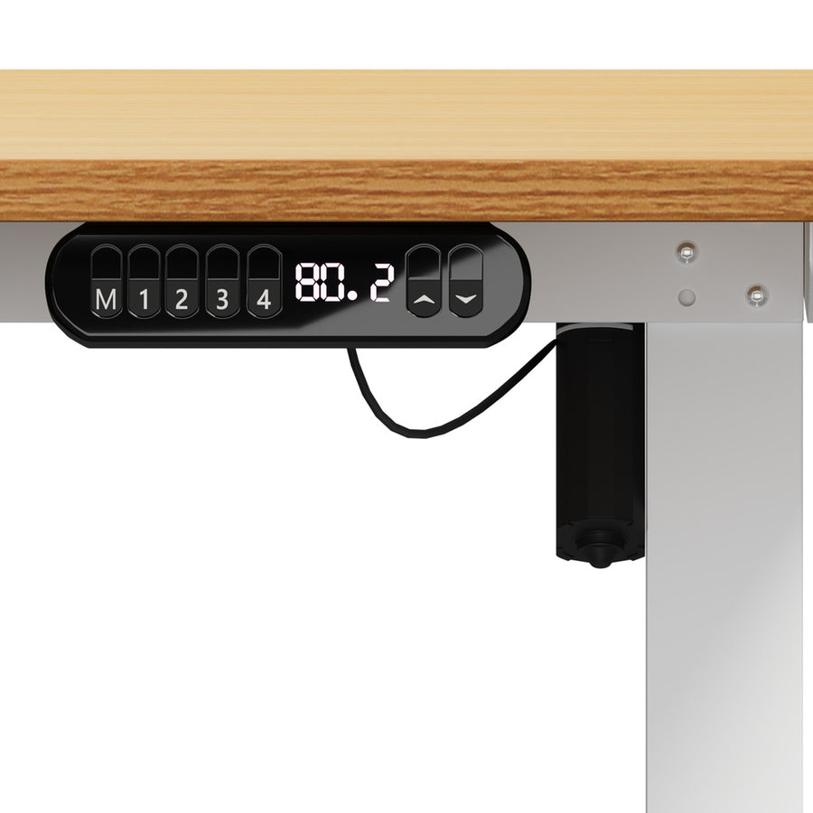 Oikiture 120CM Electric Standing Desk with Drawer Height Adjustable White & Oak, image 7