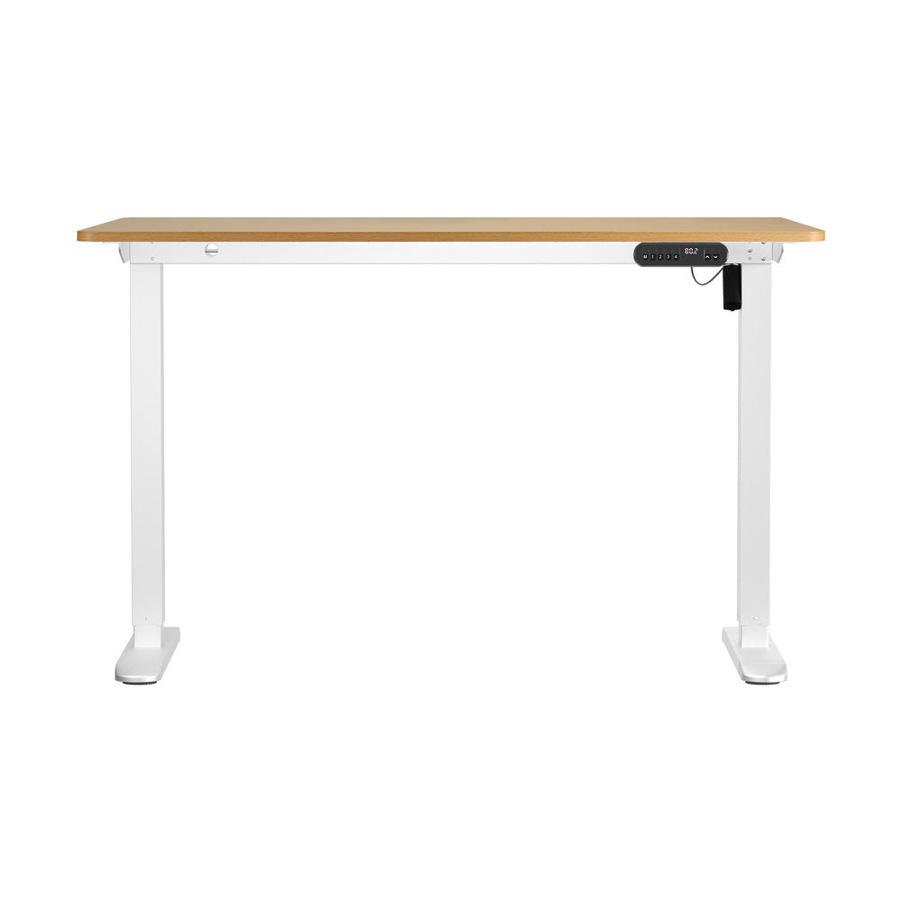 Oikiture 120CM Electric Standing Desk Single Motor White&Oak