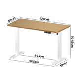 Oikiture 120CM Electric Standing Desk Single Motor White&Oak - Rear View