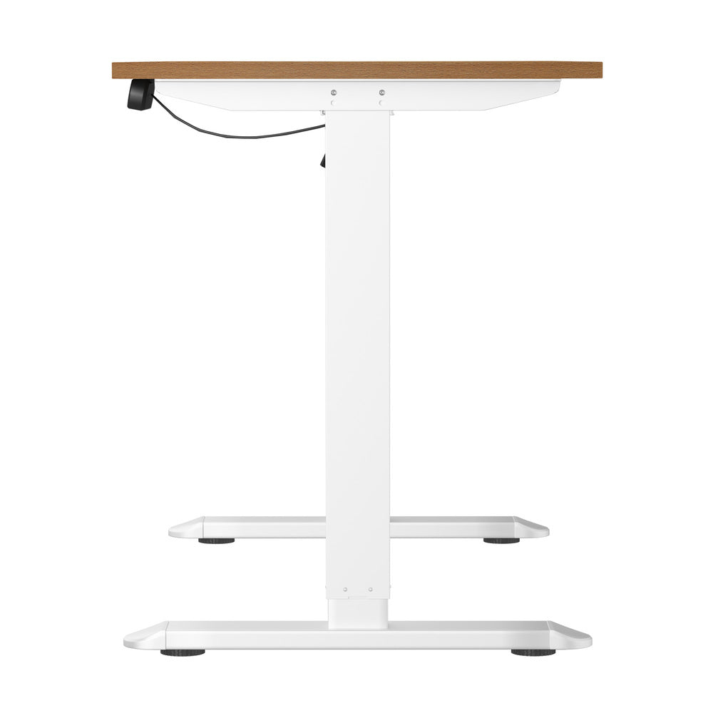 Oikiture 120CM Electric Standing Desk Single Motor White&Oak