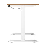 Oikiture 120CM Electric Standing Desk Single Motor White&Oak - Top-Down View