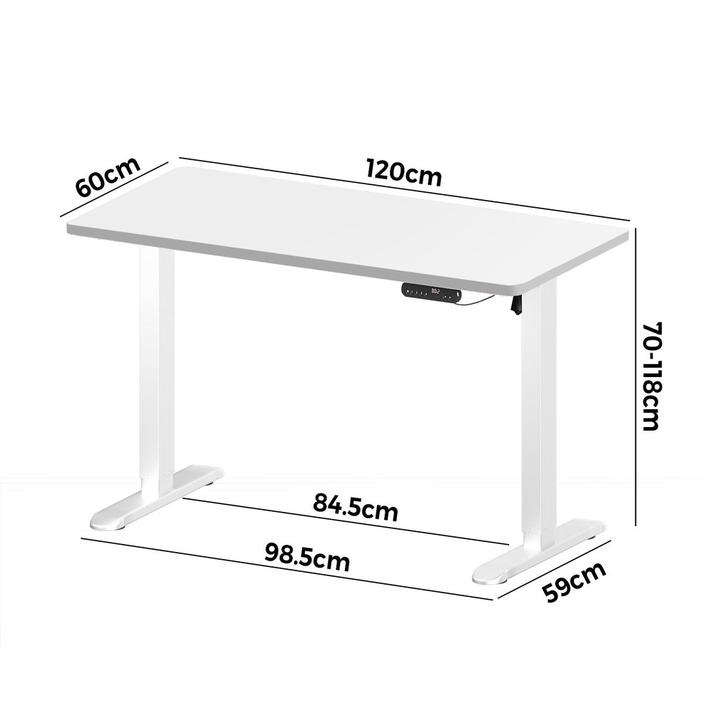 Oikiture 120CM Electric Standing Desk Single Motor White