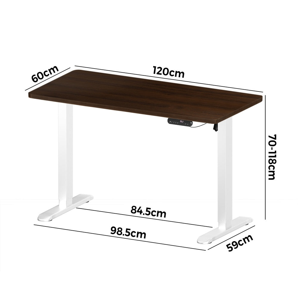 Oikiture 120CM Electric Standing Desk Single Motor White&Walnut